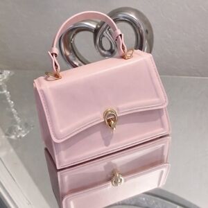 Mini Top-Handle Bag in Soft Pink with Gold Hardware